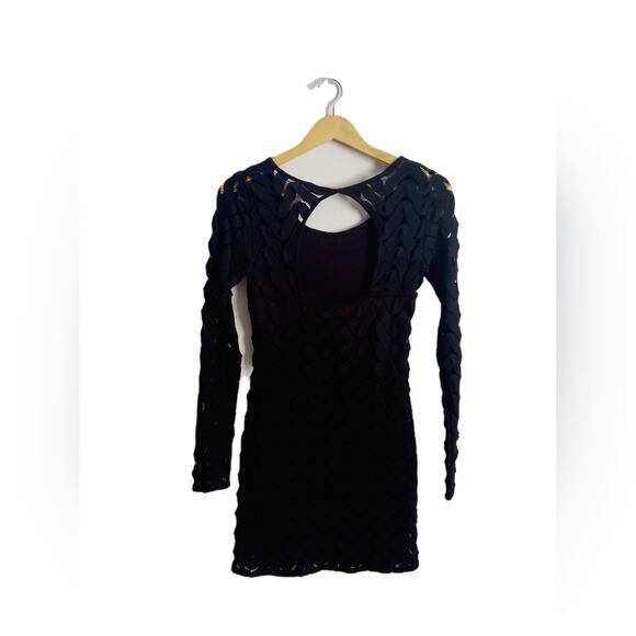 Free People Wild Thing Night Out Black Crochet Bodycon Mini Dress Size XS - Picture 5 of 9